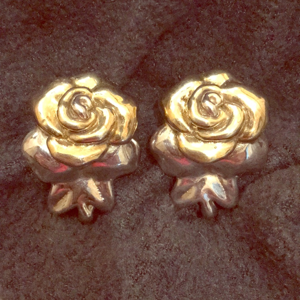 Sterling silver & gold plated earrings clip-on 925 silver mark like-new vintage